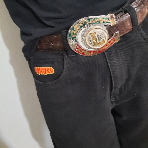 Genuine Crocodile Leather Brown Buckle Belt - Picture 1 of 5